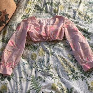 Vintage Cropped Floral Blouse